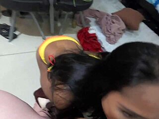 Asian Ladyboy Daisy in Orange Bikini Gets Anal and Blowjob