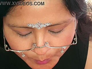 Halloween fetish with belly play, cum swallow, and big tits on display.