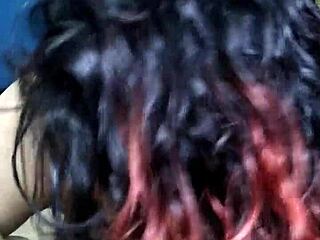 Sucking his dick with big tits bouncing