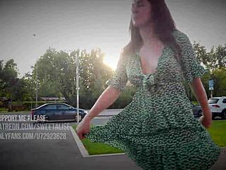 Flashing tits and upskirt with no panties in daring public display