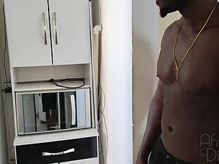 Husband intensely eats wife in shower