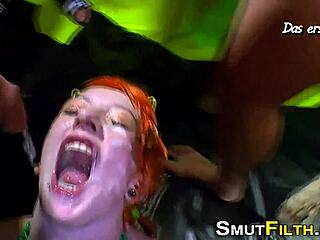 European ho swallows cum after blowbang.