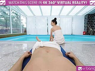 Hey, see this young brunette banged hard by the pool