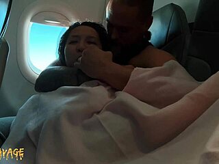 Public fingering of Asian babe on airplane mile high