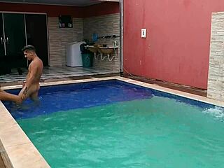 Caught a Pregnant Latina in the Pool for Unexpected Lesbian Action and More