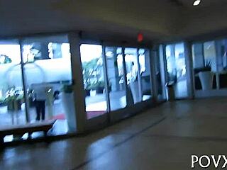 Legal age teen sucking and licking balls in rough blowjob scene