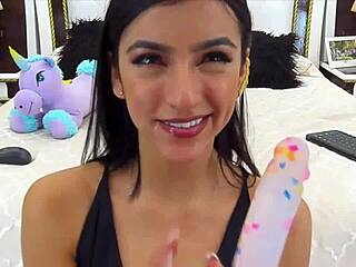 perfect model gives intense blowjob on webcam, teasing viewers