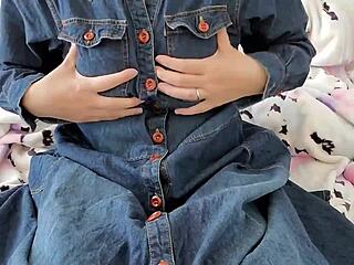 yo, watch this chubby japanese wife rip stockings to play