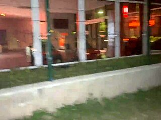 Young Amateur Rides Big Cock in Cowgirl on Street.