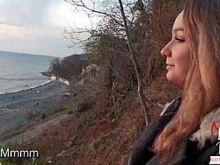 Slut Sucks Stranger’s Huge Cock at Sunset by Sea