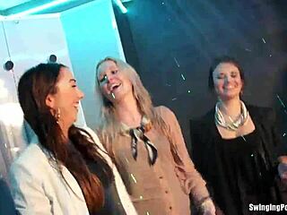 wet lesbians fingering at the night club party 😏