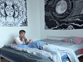 I fucked the tight ass of a sweet twink on the bed, it was amazing