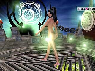 In this animated 3d cartoon, cute indian girl poses sexily and masturbates with banana