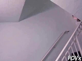 Deep-throat oral job leads to rough fucking with small tits in pov hardcore