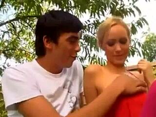 cute blonde teen gets anal and facial