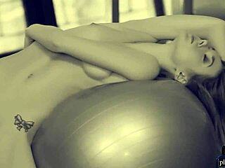 petite blonde teen stretches her flexible body at gym