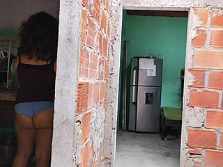 Stepmom’s big ass distracts me while she chats with lover. I stroke watching her curves.