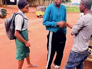 damn! student banged raw by two bad boys for cash in rough action