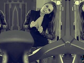 petite blonde teen stretches her flexible body at gym