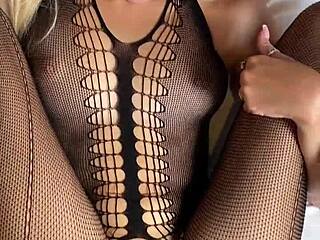 Tory Sweety in fishnets craves Ralf Christian's big cock for passionate rough sex.