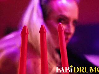 Blonde whore flashes and masturbates with anal plug!