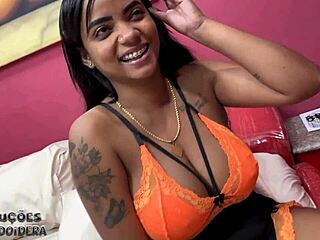 Big-breasted vixen cums hard with two studs at motel