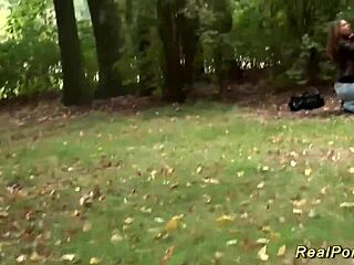 busty milf picked up for outdoor banging with huge tits 😍