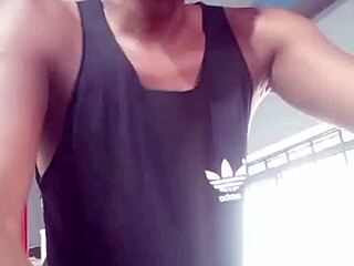 Did two guys hook up after gym stares? They banged hard at her place with a creampie!