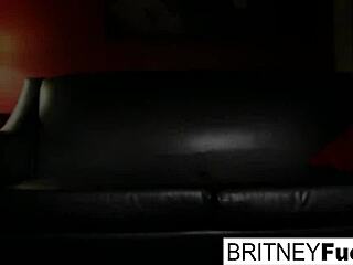busty britney feels so aroused masturbating her pussy on the couch, her big tits bouncing