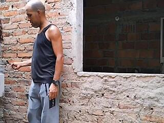 Perverted stepfather bends over his stepdaughter for deep ass fucking while his wife handles the laundry chores