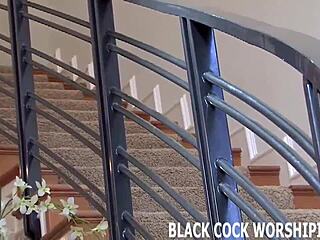 the wife lets her cuckold husband watch as a black man fills her ass with cock