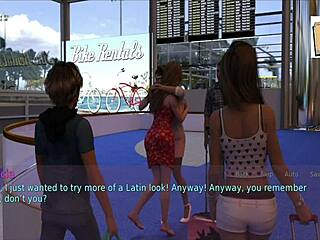 A wife and stepmother play a homemade game together.