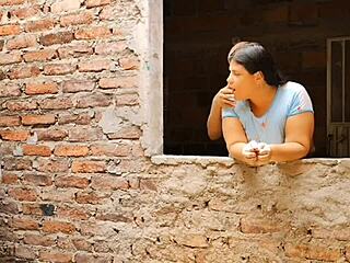 Perverted stepfather bends over his stepdaughter for deep ass fucking while his wife handles the laundry chores