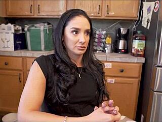 warming up my stepmom sheena ryder for dad. she rides me cowgirl style with deepthroat moves in a wild session.