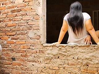 Perverted stepfather bends over his stepdaughter for deep ass fucking while his wife handles the laundry chores