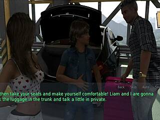 A wife and stepmother play a homemade game together.