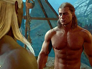 Baldur's Gate 3 naked play with Halsin gay romance scene