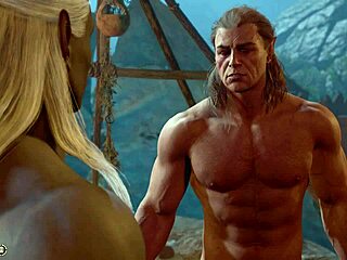 Baldur's Gate 3 naked play with Halsin gay romance scene