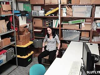 Kylie martin bends over to suck the police officer's big cock in the office as punishment