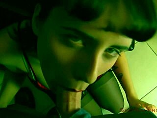 Sloppy Blowjob At The Bar In Satin Bathroom, Messy Cumshot With Spitting!