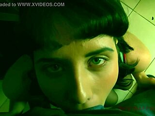 Sloppy Blowjob At The Bar In Satin Bathroom, Messy Cumshot With Spitting!