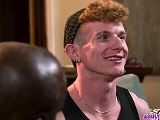 black old hunk dominates young redhead twink with assfucking and blowjob