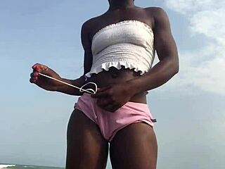 Crazybitch, umm, twerkin' hard outdoor on beach in sexy outfit
