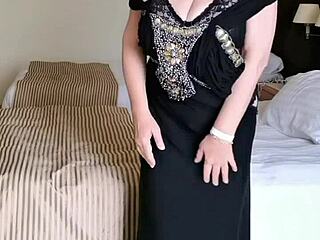 hot busty milf mariaold strips and sucks in stockings