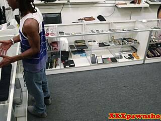 Watch the ebony babe say, I'm stripteasing for the pawnbroker.