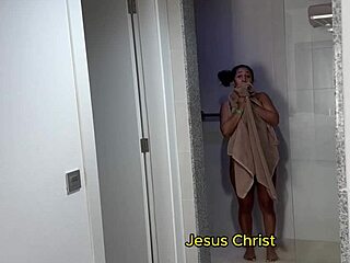 Stepmom warns against cumming inside during bedroom roleplay with long hair and big ass