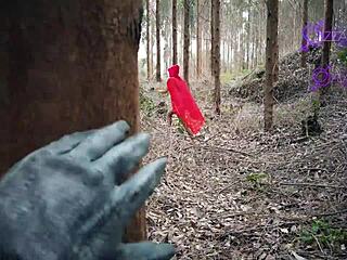 Little Red Riding Hood Tatiana Morales lost in woods, devoured by wolf in Halloween special.