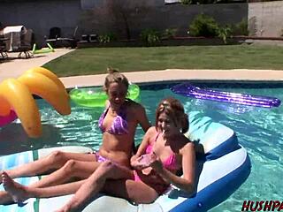 Girlfriends fuck each other with dildo and pussy.