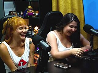 Flora vip flashes her tits on podcast, ruan shows his dick back?