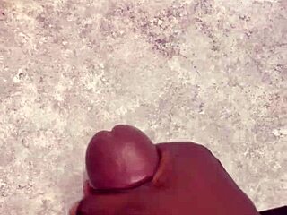 I stroked my big cock until huge cumshot covered my bathroom counter